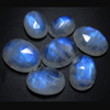 11.5x16 -15x20 mm - 7pcs - AAA high Quality Rainbow Moonstone Super Sparkle Rose Cut Oval Faceted -Each Pcs Full Flashy Gorgeous Fire